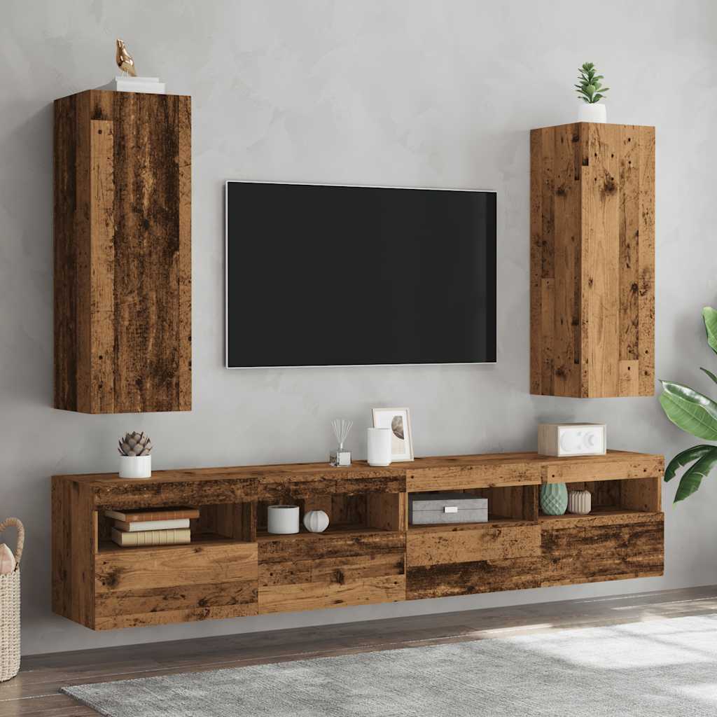 2 Piece TV Cabinet Set Old Wood 30,5x30x90 cm Engineered Wood