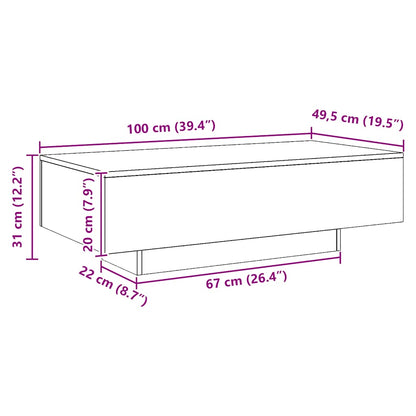 Coffee Table Artisan Oak 100x49.5x31 cm Engineered Wood
