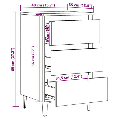 Bed Cabinet with Metal Legs Artisan Oak 40x35x69 cm