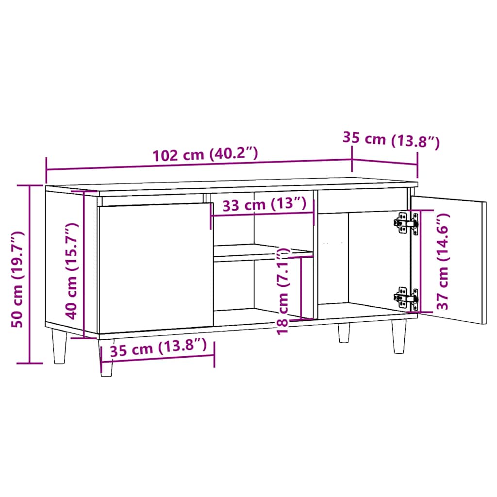 TV Cabinet Old Wood 102x35x50 cm Engineered Wood