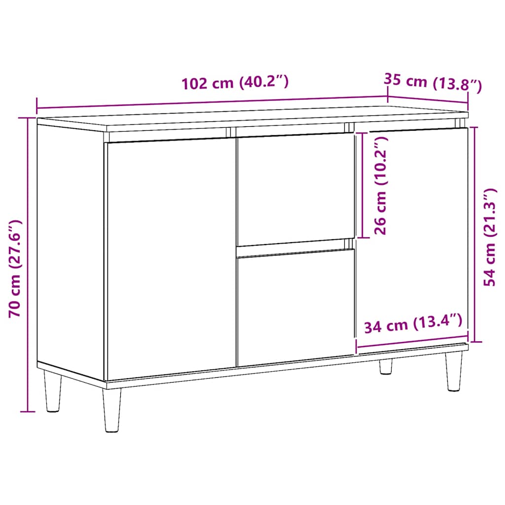 Sideboard Artisan Oak 102x35x70 cm Engineered Wood