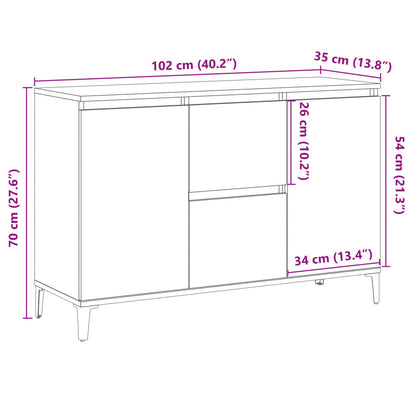 Sideboard Old Wood 102x35x70 cm Engineered Wood
