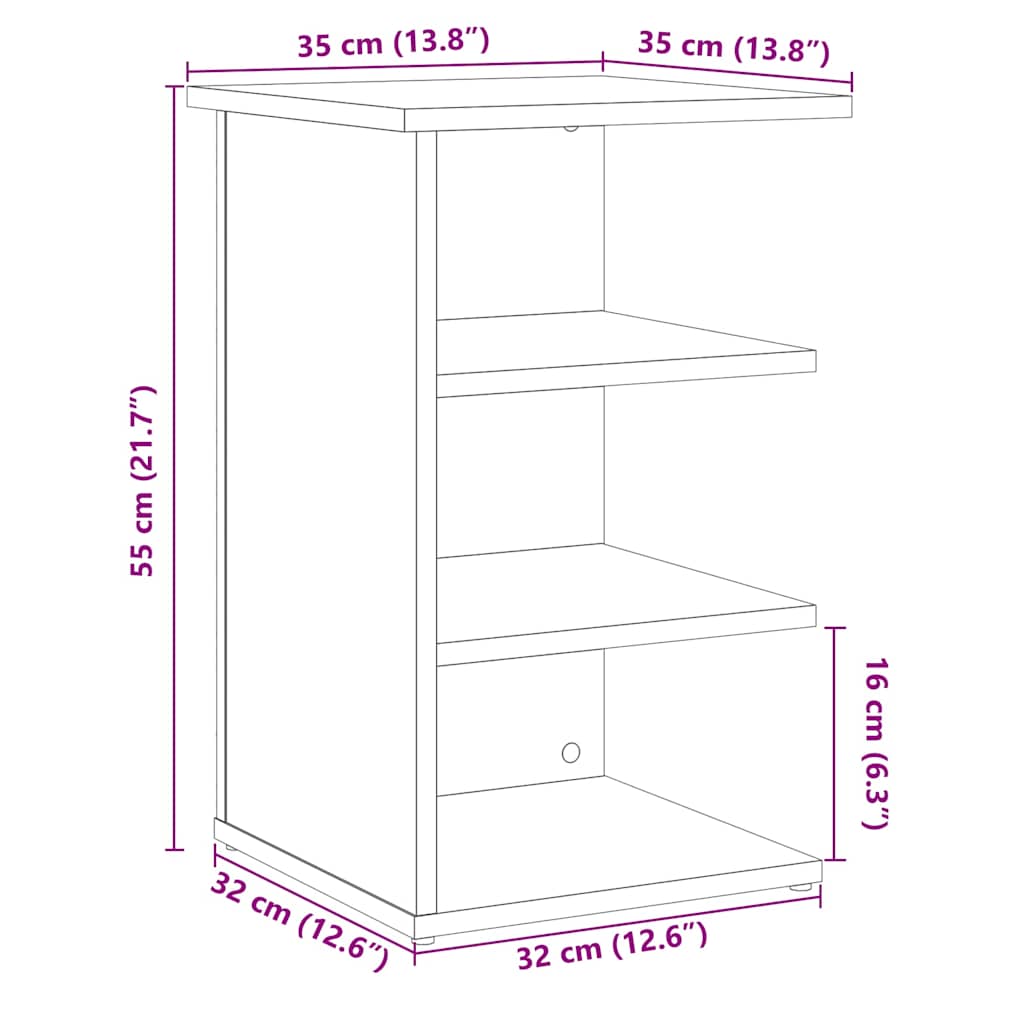 Sideboard Old Wood 35x35x55 cm Engineered Wood