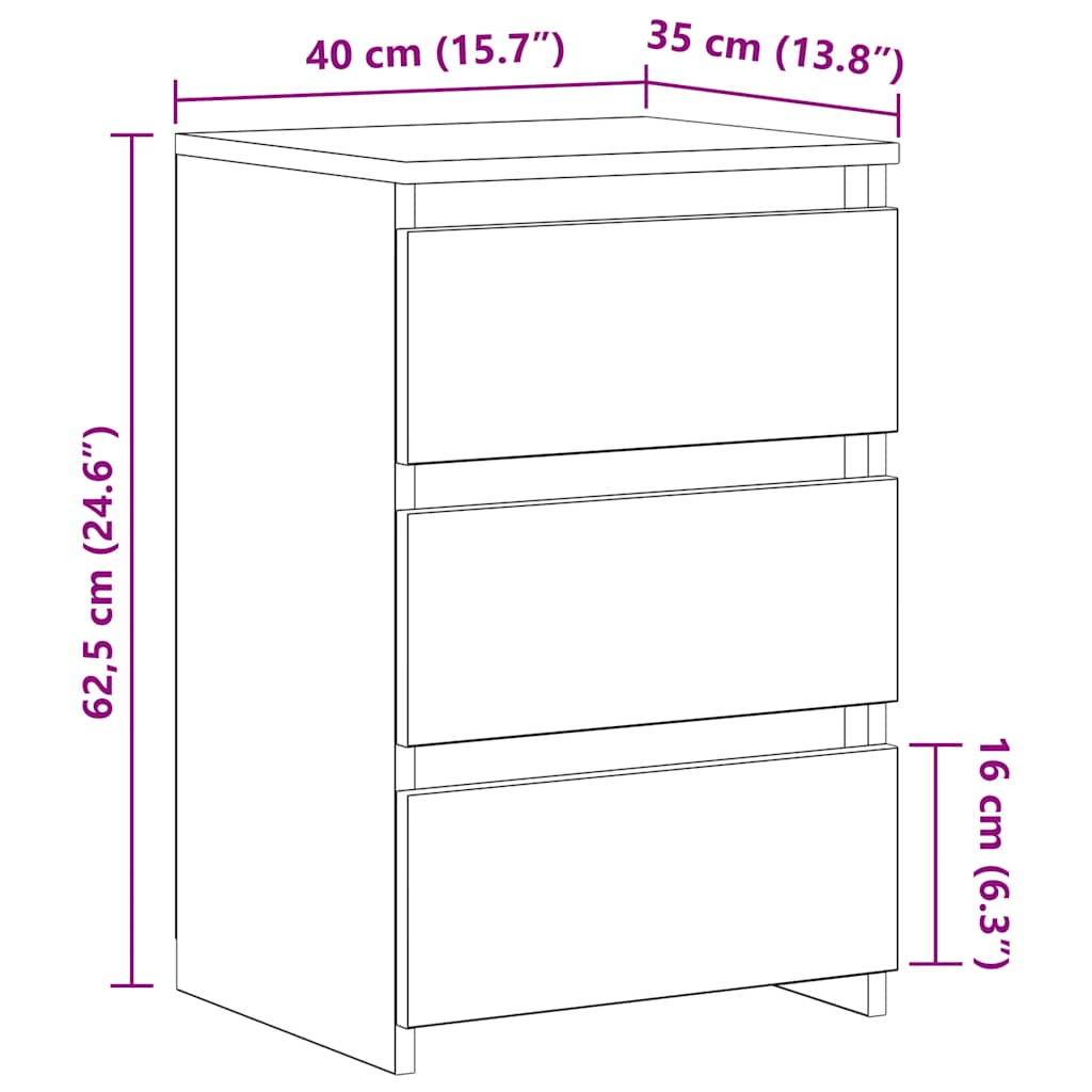 Bedside Cabinets 2 pcs Old Wood 40x35x62.5 cm Engineered Wood