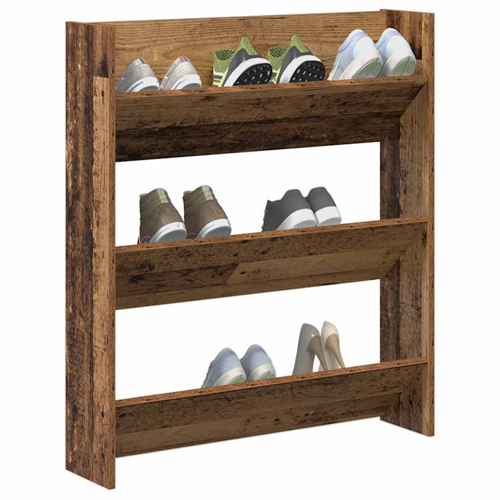 Wall Shoe Cabinet Old Wood 80x18x90 cm Engineered Wood