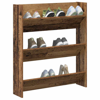 Wall Shoe Cabinet Old Wood 80x18x90 cm Engineered Wood
