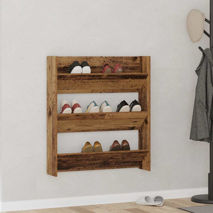 Wall Shoe Cabinet Old Wood 80x18x90 cm Engineered Wood