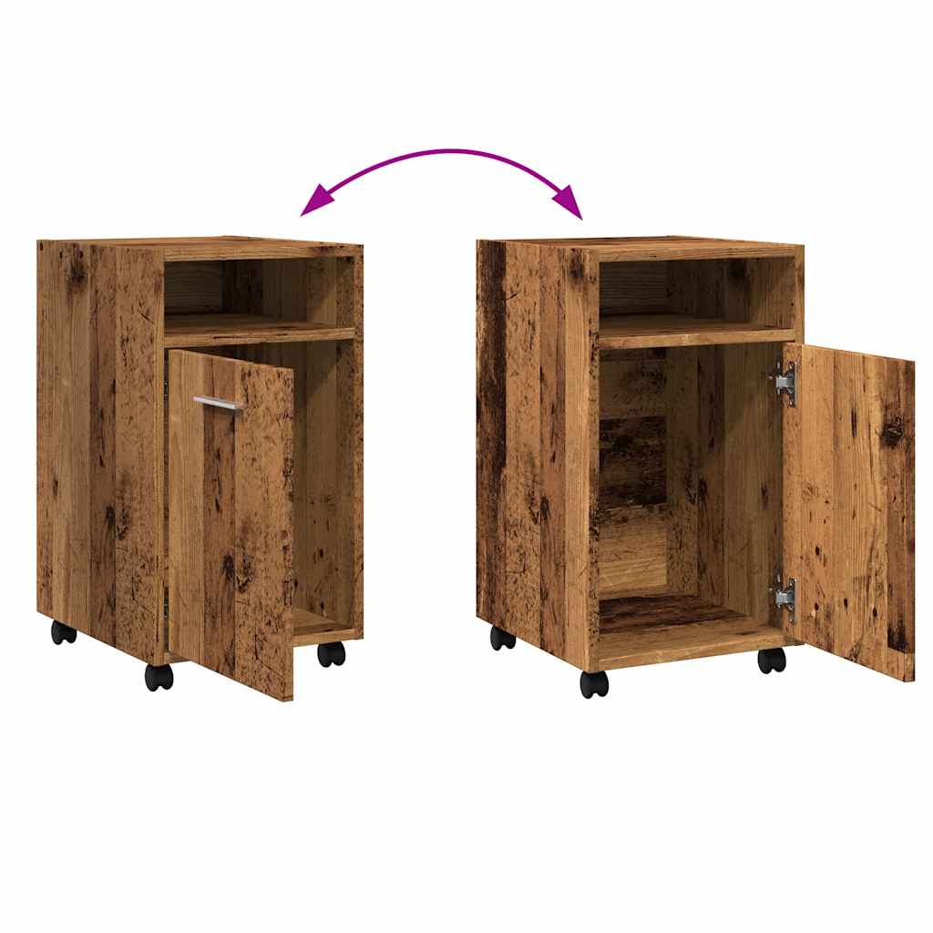 Cabinet with Wheels Old Wood 33x38x60 cm Engineered Wood