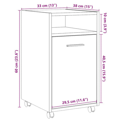 Cabinet with Wheels Old Wood 33x38x60 cm Engineered Wood