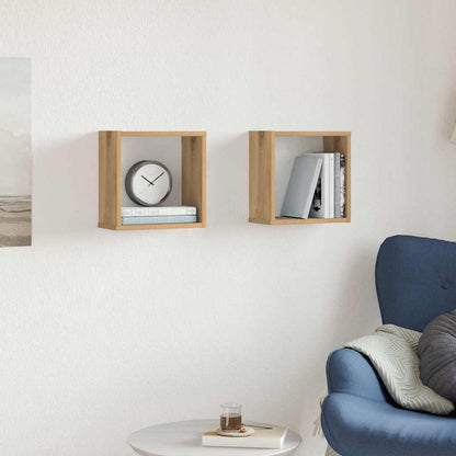 Wall Cube Shelves 2 pcs Artisan Oak 30x15x30 cm Engineered Wood
