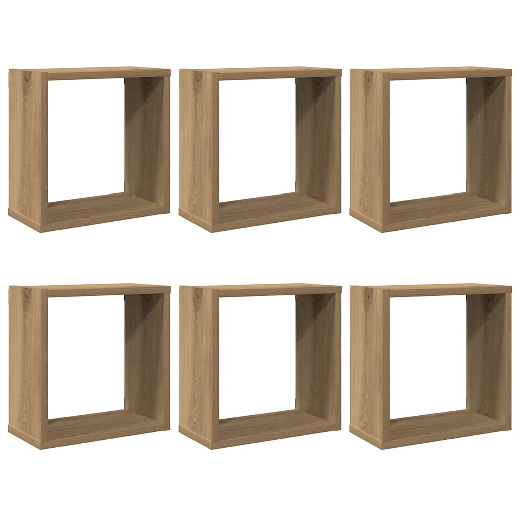 Wall Cube Shelves 6 pcs Artisan Oak 30x15x30 cm Engineered Wood