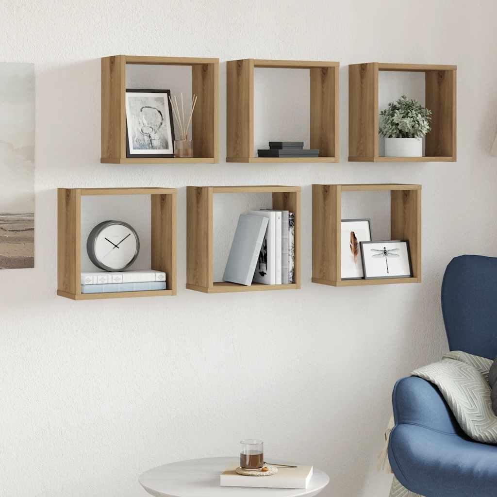Wall Cube Shelves 6 pcs Artisan Oak 30x15x30 cm Engineered Wood