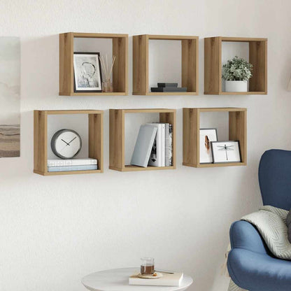 Wall Cube Shelves 6 pcs Artisan Oak 30x15x30 cm Engineered Wood