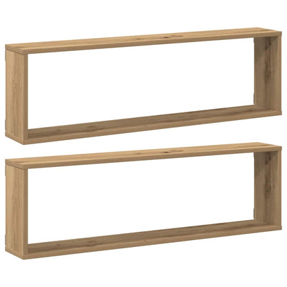 Wall Cube Shelves 2 pcs Artisan Oak 100x15x30 cm Engineered Wood
