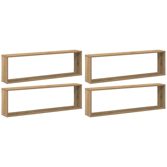 Wall Cube Shelves 4 pcs Artisan Oak 100x15x30cm Engineered Wood