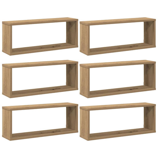 Wall Cube Shelves 6 pcs Artisan Oak 60x15x23 cm Engineered Wood