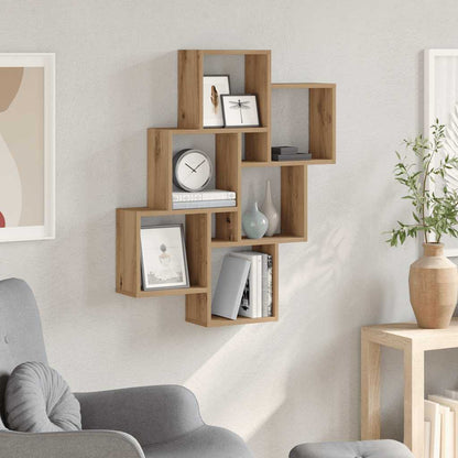 Wall Cube Shelf Artisan Oak 78x15x93 cm Engineered Wood