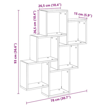 Wall Cube Shelf Artisan Oak 78x15x93 cm Engineered Wood