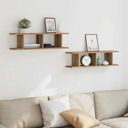 Wall Shelves 2 pcs Artisan Oak 75x18x20 cm Engineered Wood