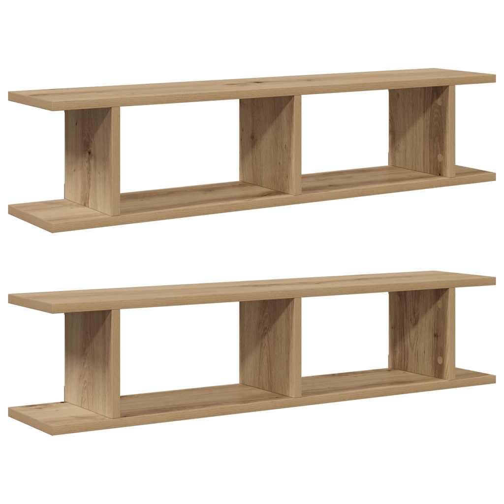 Wall Shelves 2 pcs Artisan Oak 90x18x20 cm Engineered Wood