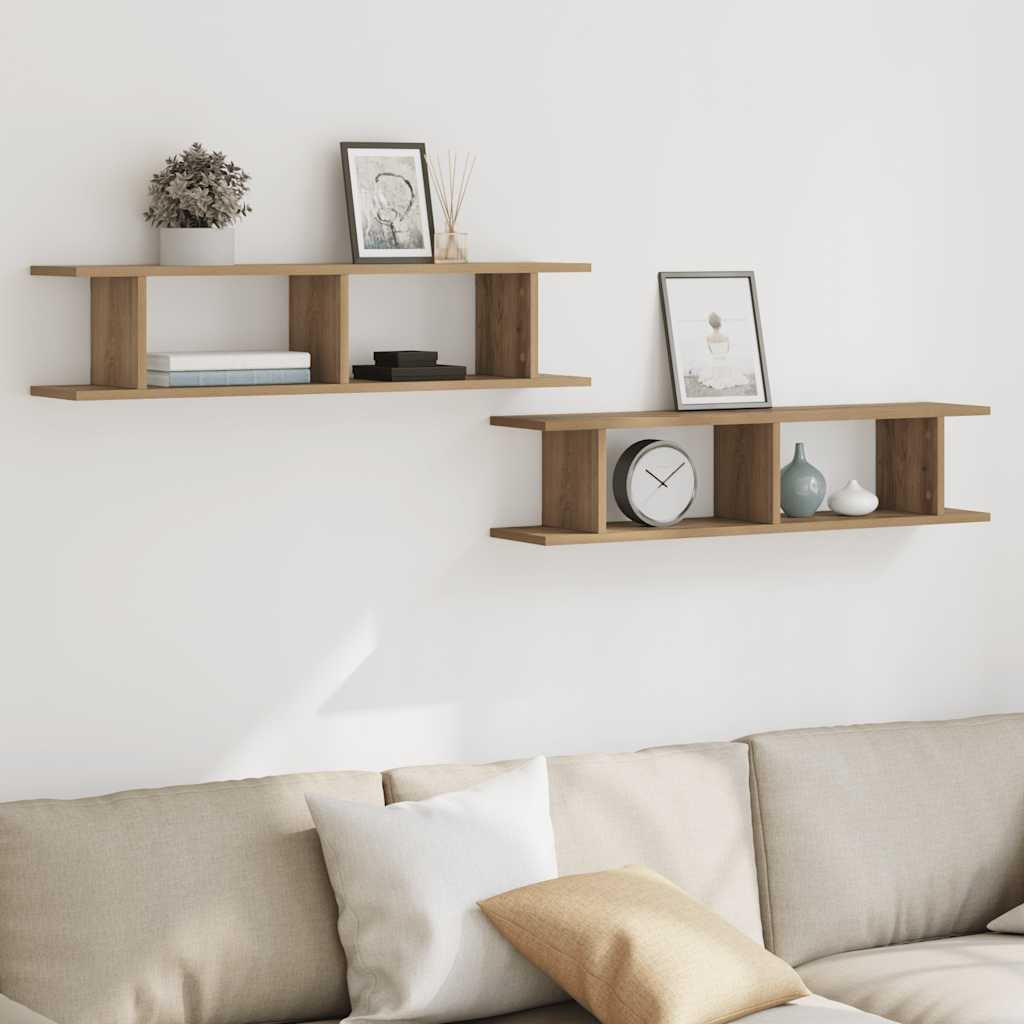 Wall Shelves 2 pcs Artisan Oak 90x18x20 cm Engineered Wood