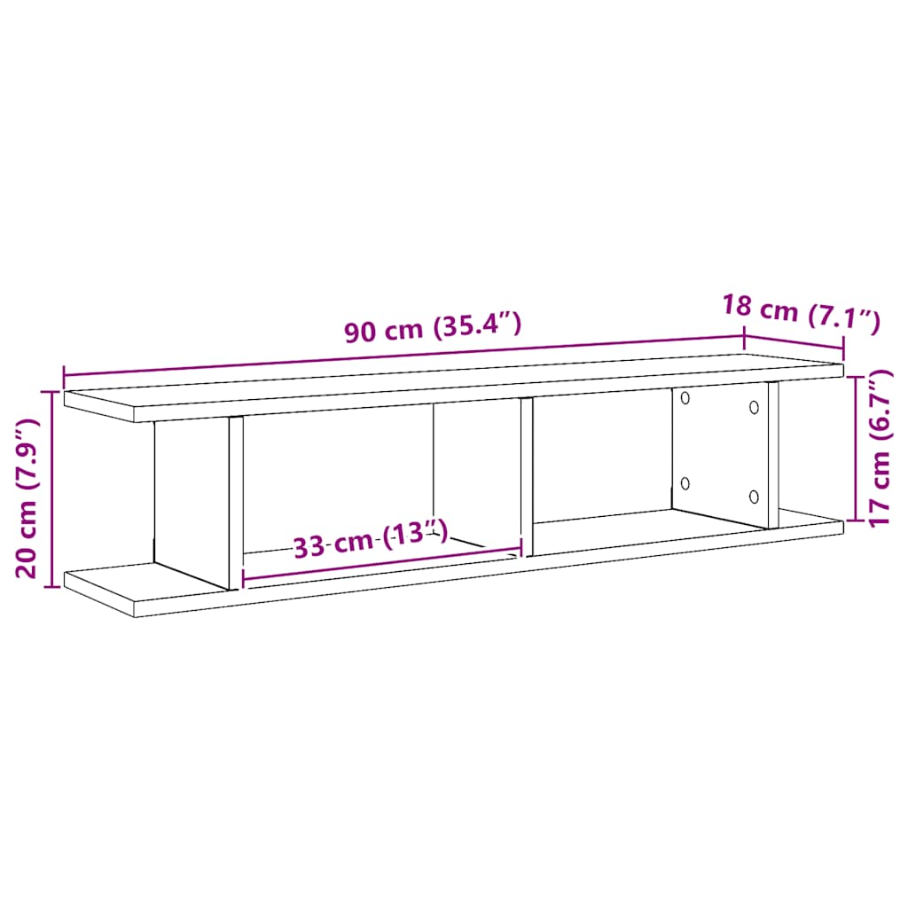 Wall Shelves 2 pcs Artisan Oak 90x18x20 cm Engineered Wood