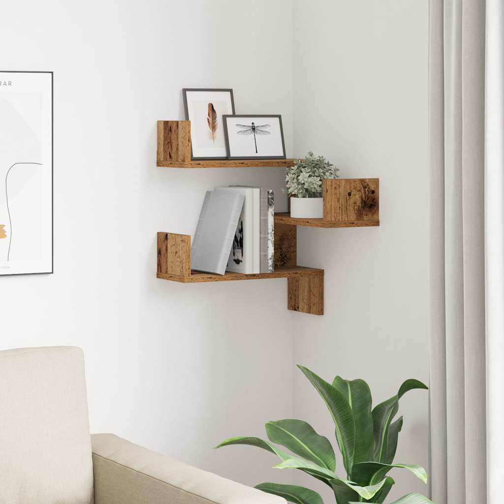 Wall Shelf Wall-Mounted Old Wood 40 x 40 x 49.5 cm