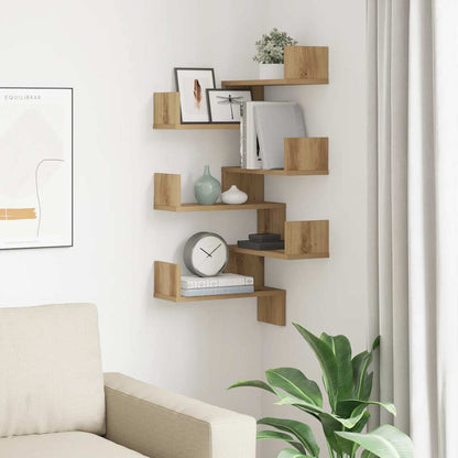 Wall Corner Shelves 2 pcs Artisan Oak 40x40x49,5 cm Engineered Wood