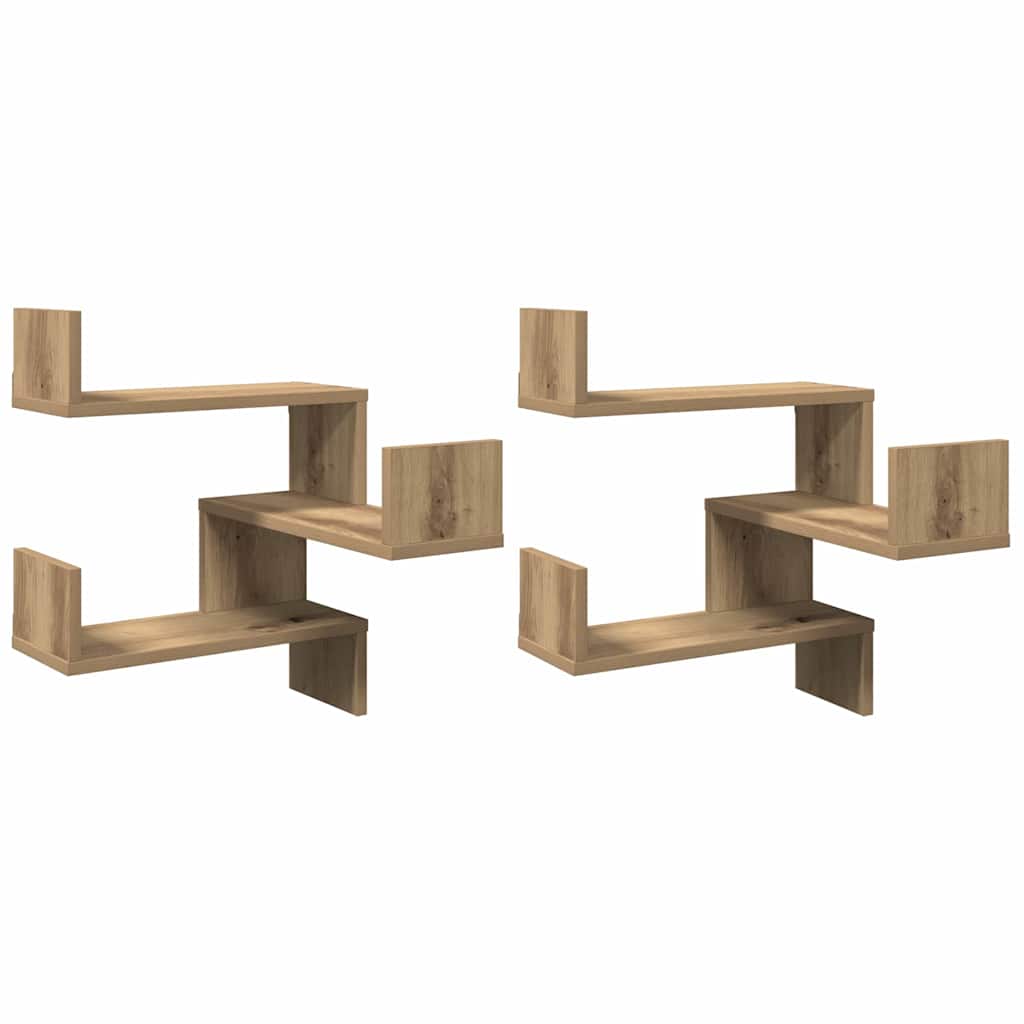 Wall Corner Shelves 2 pcs Artisan Oak 40x40x49,5 cm Engineered Wood