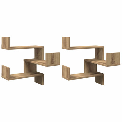 Wall Corner Shelves 2 pcs Artisan Oak 40x40x49,5 cm Engineered Wood