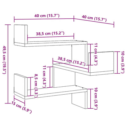 Wall Corner Shelves 2 pcs Artisan Oak 40x40x49,5 cm Engineered Wood