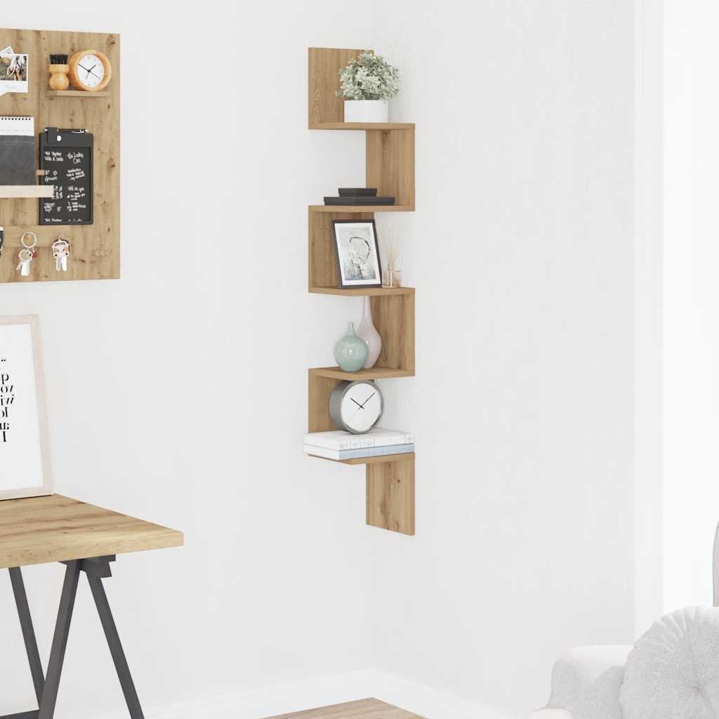 Wall Corner Shelf Artisan Oak 20x20x127,5 cm Engineered Wood