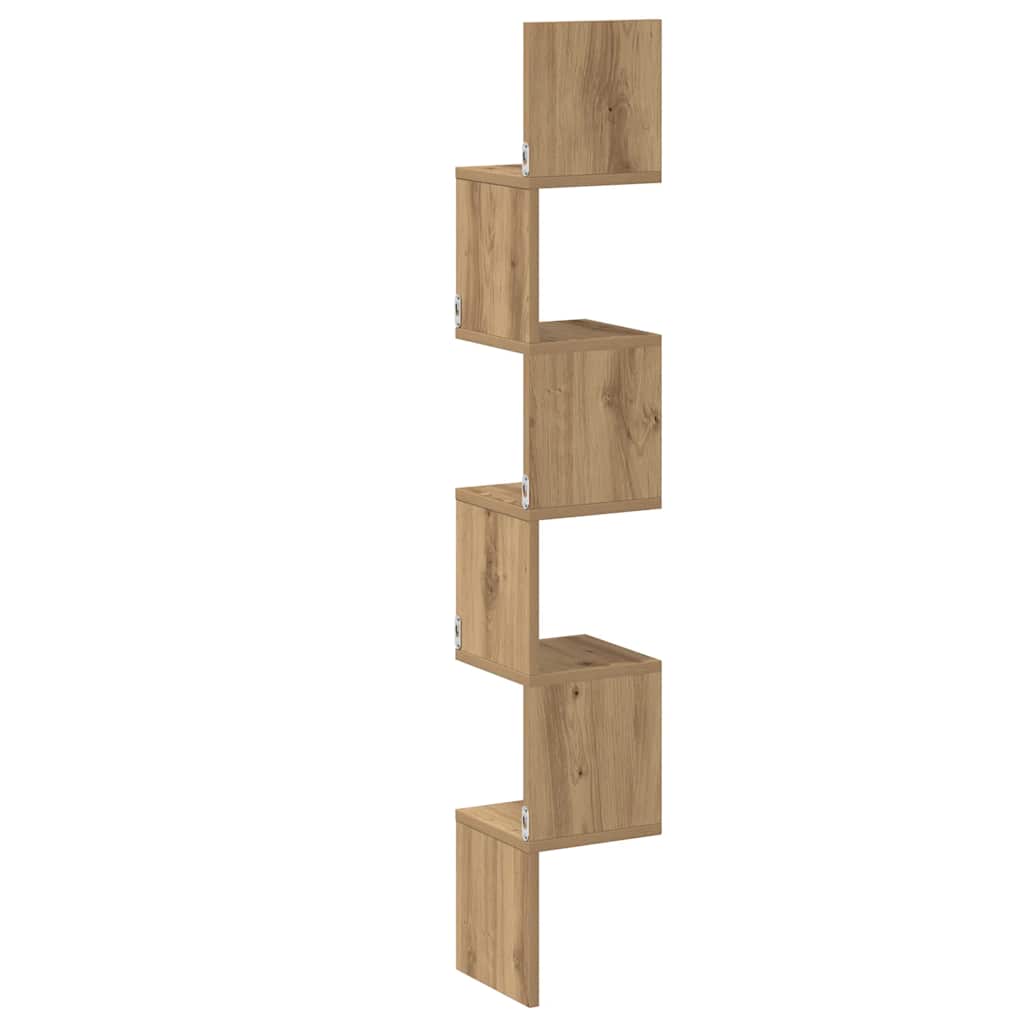 Wall Corner Shelf Artisan Oak 20x20x127,5 cm Engineered Wood