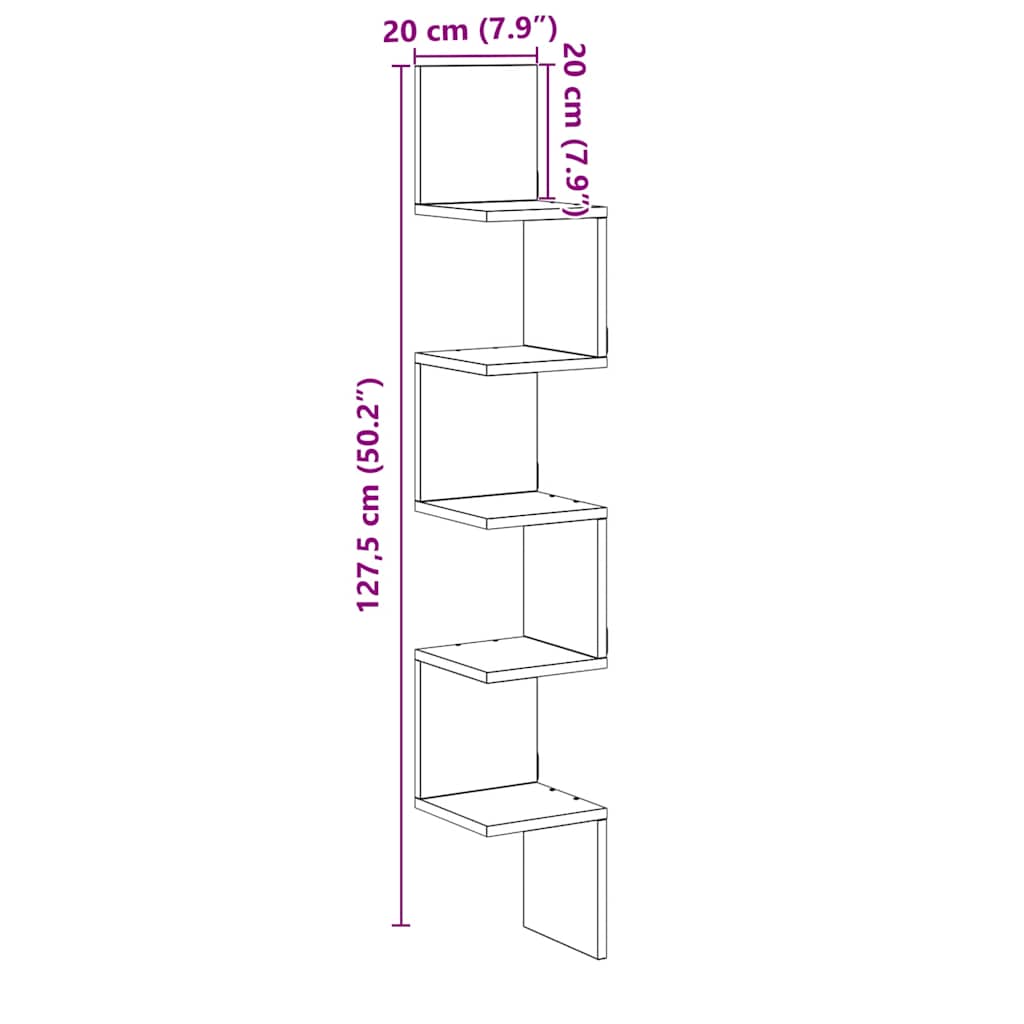Wall Corner Shelf Artisan Oak 20x20x127,5 cm Engineered Wood