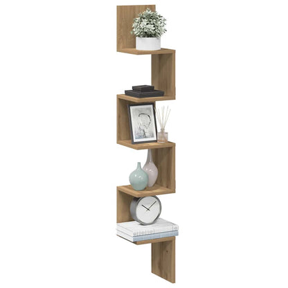 Wall Corner Shelf Artisan Oak 20x20x127,5 cm Engineered Wood