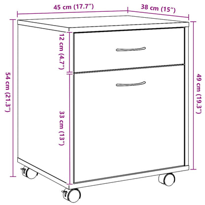 Rolling Cabinet Artisan Oak 45x38x54 cm Engineered Wood