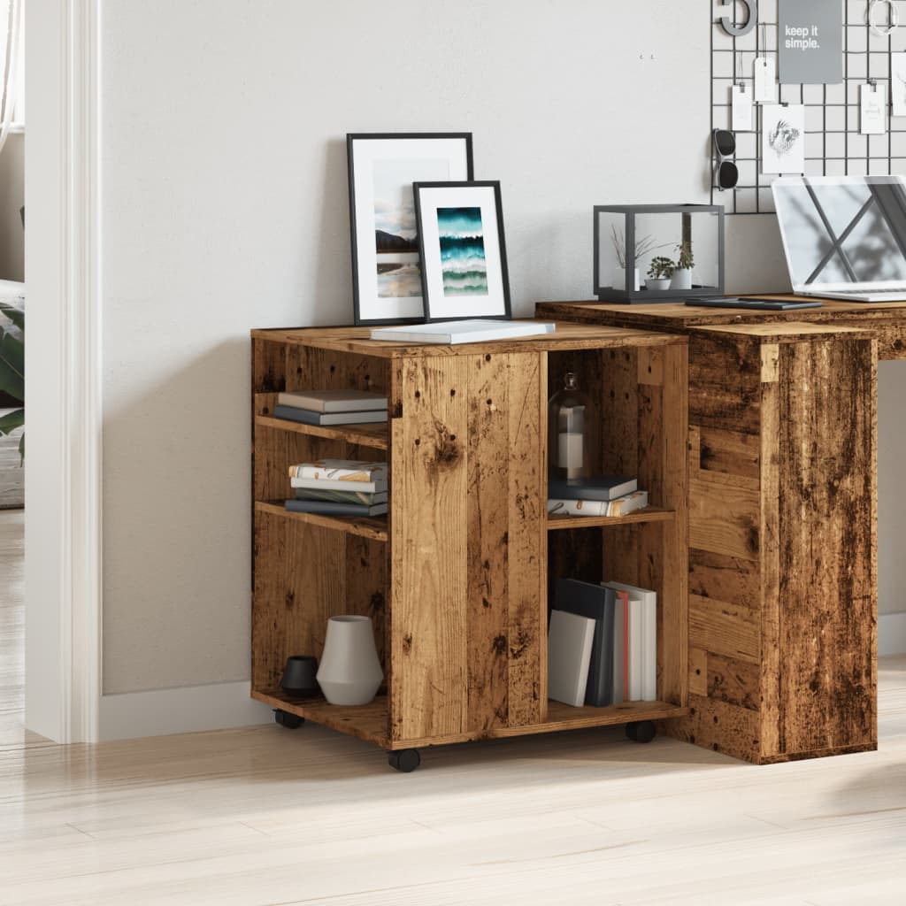 Rolling Cabinet Old Wood 60x53x72 cm Engineered Wood