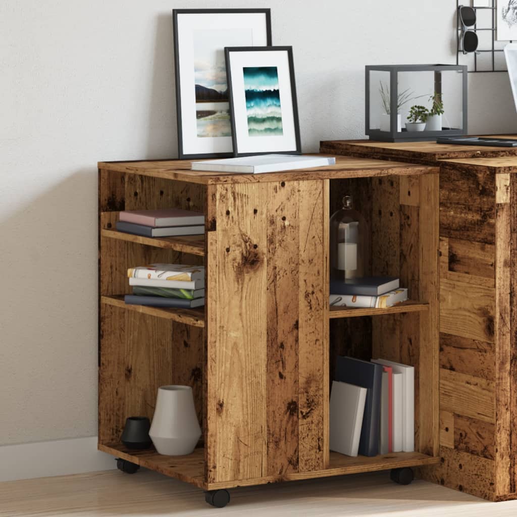 Rolling Cabinet Old Wood 60x53x72 cm Engineered Wood