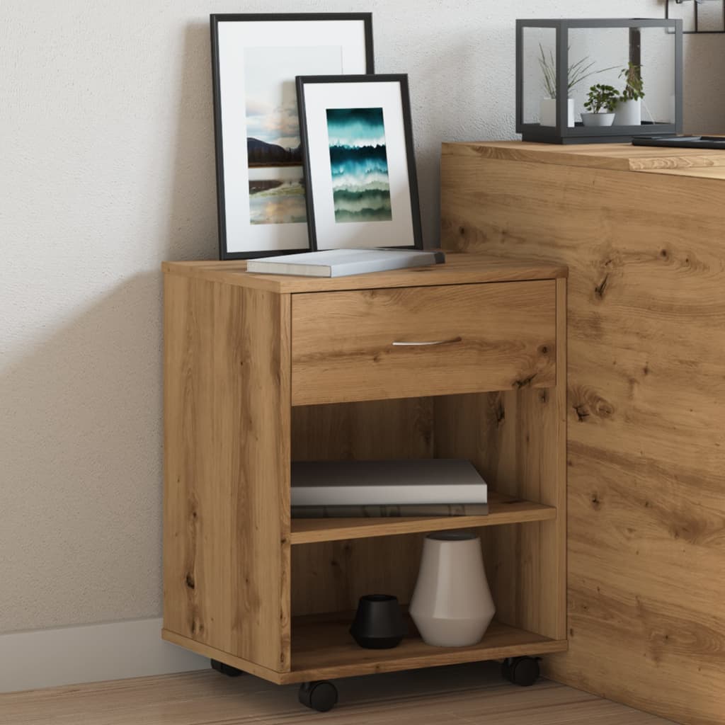 Rolling Cabinet Artisan Oak 46x36x59 cm Engineered Wood