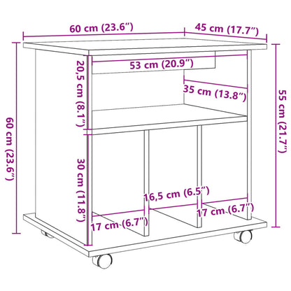 Rolling Cabinet Old Wood 60x45x60 cm Engineered Wood