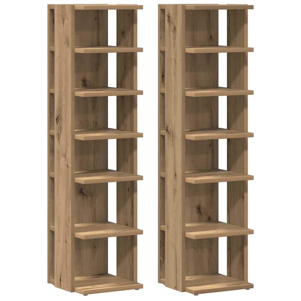Shoe Cabinets 2 pcs Artisan Oak 28x27x102 cm Engineered Wood