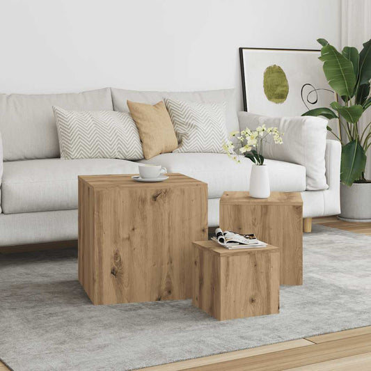 Side Tables 3 pcs Artisan Oak Engineered Wood