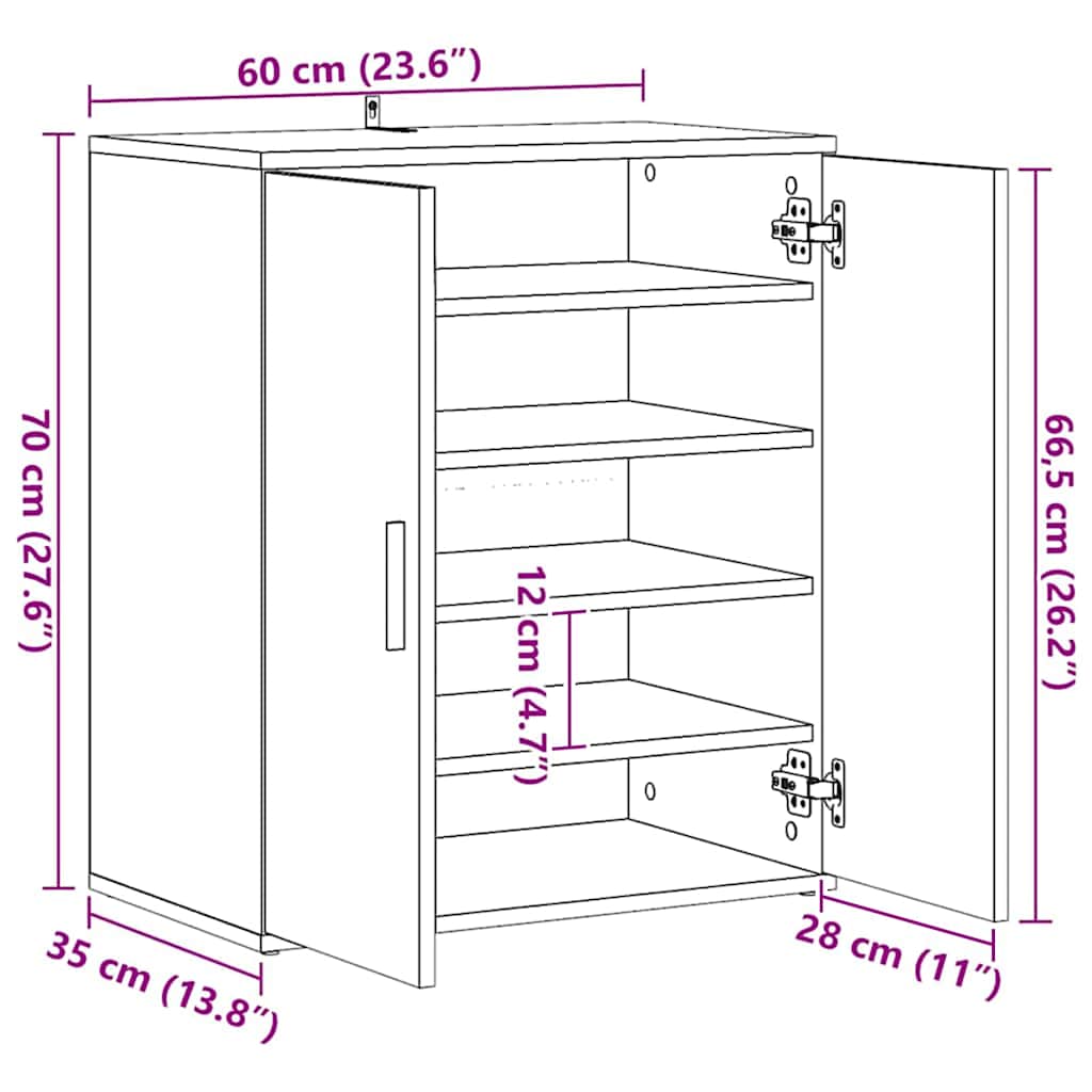 Shoe Cabinet Old Wood 60x35x70 cm Engineered Wood