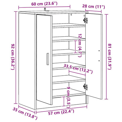 Shoe Cabinet Old Wood 60x35x92 cm Engineered Wood