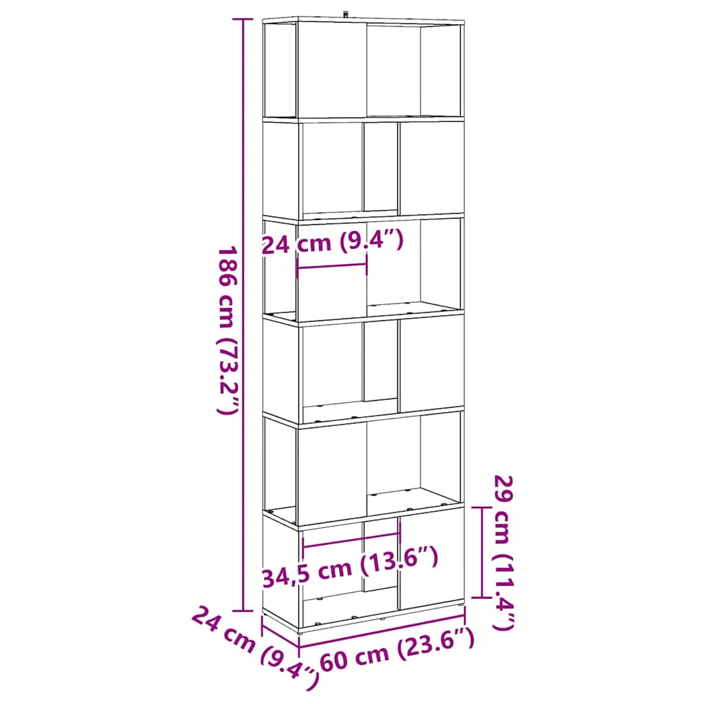 Book Cabinet/Room Divider Artisan Oak 60x24x186 cm