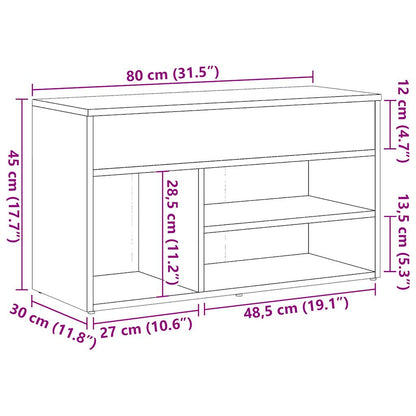 Shoe Bench Old Wood 80x30x45 cm Engineered Wood