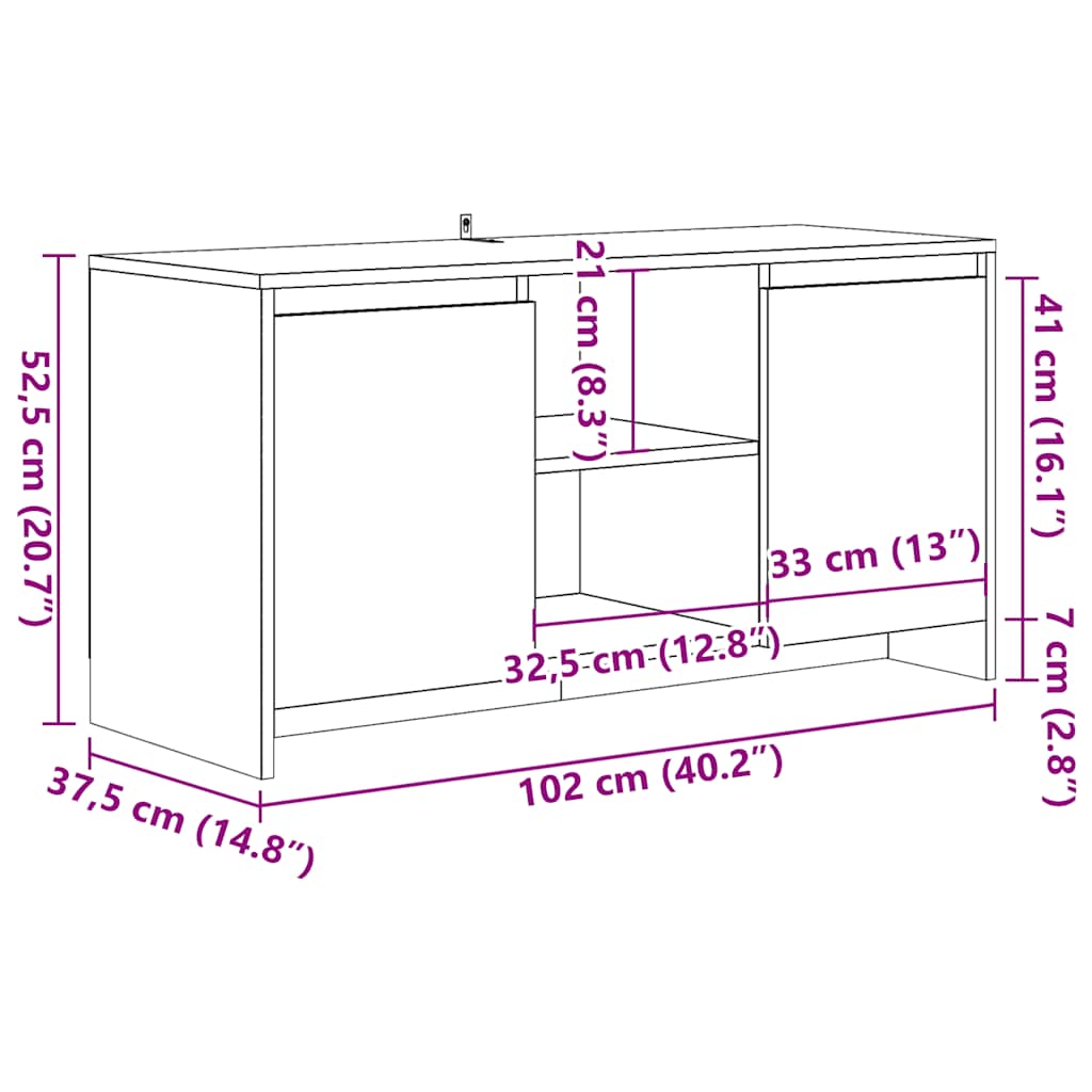 TV Cabinet Old Wood 102x37,5x52,5 cm Engineered Wood