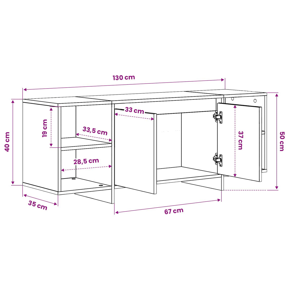 TV Cabinet Artisan Oak 130x35x50 cm Engineered Wood