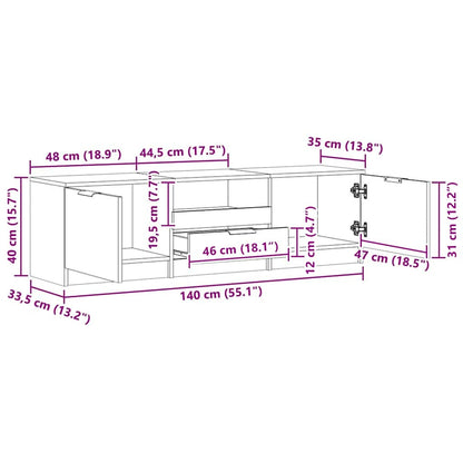 TV Cabinet Artisan Oak 140x35x40 cm Engineered Wood