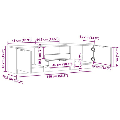 TV Cabinet Artisan Oak 140x35x40 cm Engineered Wood